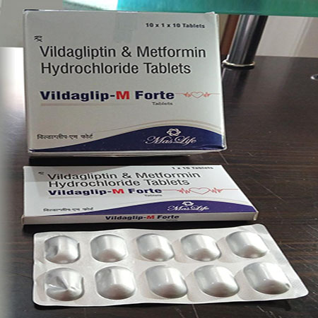 Product Name: Vildaglip M forte, Compositions of Vildaglip M forte are Vildagliptin &  Metformin Hydrochloride Tablets - Xenon Pharma Pvt. Ltd