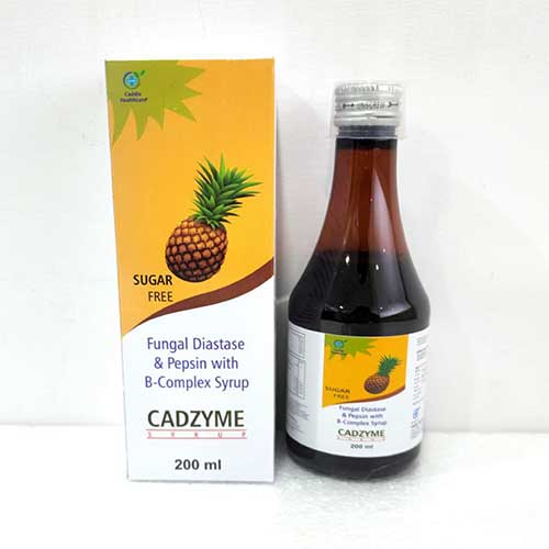 Product Name: Cadzyme, Compositions of Cadzyme are Fungal Diastase & Pepsin with B-Complex Syrup - Caddix Healthcare