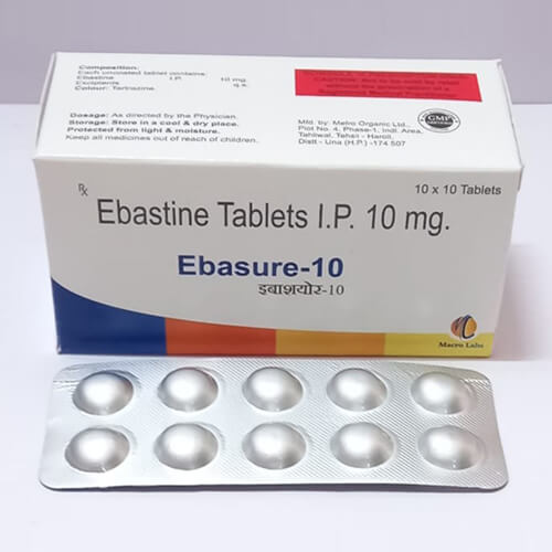 Product Name: Ebasure 10 , Compositions of Ebasure 10  are Ebastine Tablets IP 10 mg - Macro Labs Pvt Ltd