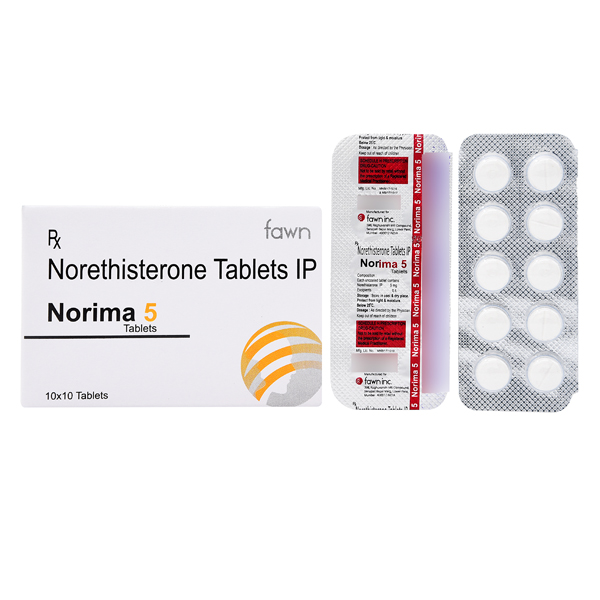 Product Name: NORIMA 5, Compositions of Norethisterone I.P. 5 mg. are Norethisterone I.P. 5 mg. - Fawn Incorporation