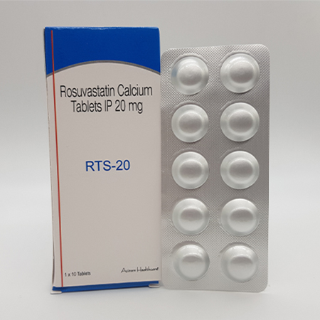 Product Name: RTS 20, Compositions of RTS 20 are Rosuvastatin Calcium Tablets IP 20 mg - Acinom Healthcare