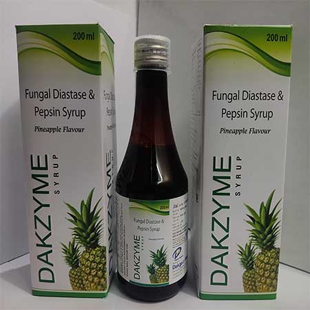 Product Name: Dakzyme, Compositions of Dakzyme are Fungal Diastase & Pepsin Syrup - Dakgaur Healthcare