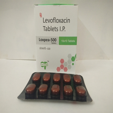 Product Name: Loxpea 500, Compositions of Loxpea 500 are Levofloxacin Tablets IP - Cassopeia Pharmaceutical Pvt Ltd