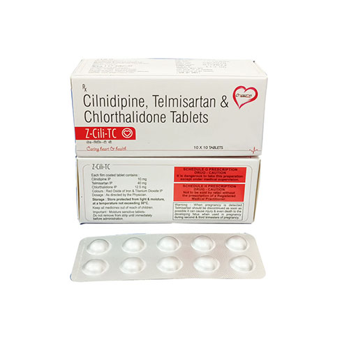 Product Name: Z Cili Tc, Compositions of Z Cili Tc are Cilnidipine & Telmisartan Chlorthalidone Tablets - Arlak Biotech