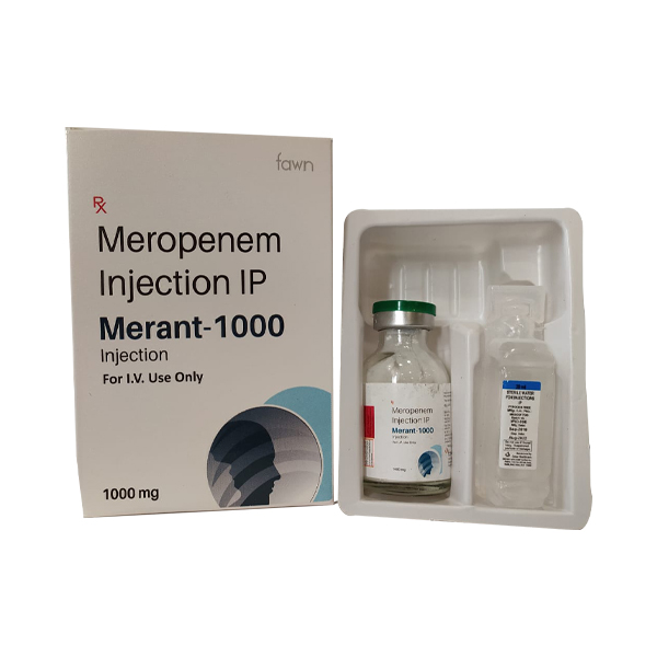 Product Name: MERANT 1000, Compositions of MERANT 1000 are Meropenem 1gm - Fawn Incorporation
