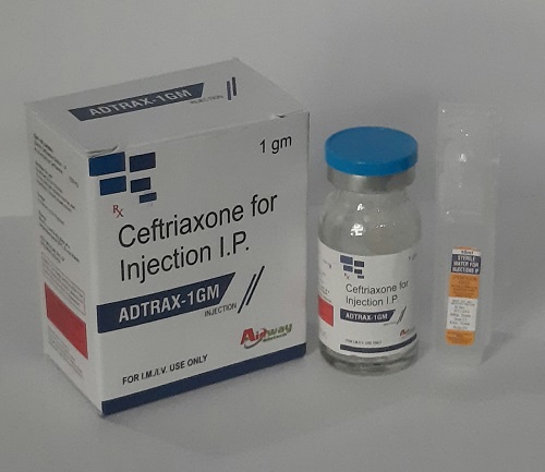 Product Name: Aidtrax 1 gm, Compositions of Aidtrax 1 gm are Ceftriaxone for Injection IP - Aidway Biotech