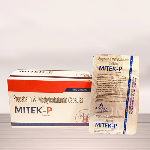 Product Name: Mitek P, Compositions of Mitek P are Pregabalin & Methylcobalamin Capsules - Anitek LifeCare
