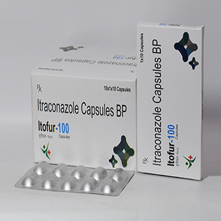 Product Name: Itofur 100, Compositions of Itofur 100 are Itraconazole Capsules BP - Meridiem Healthcare