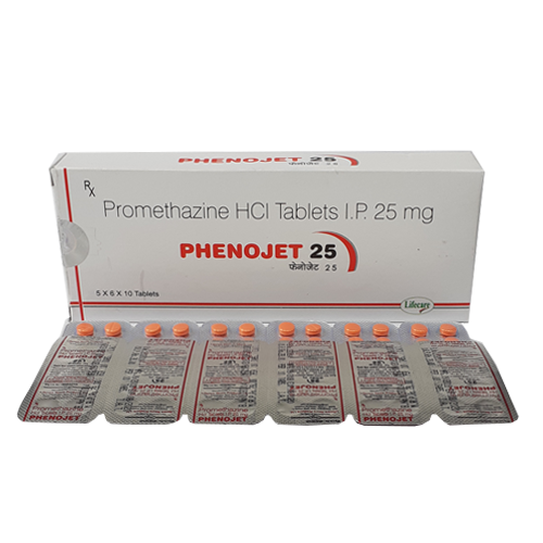 Product Name: Phenojet 25, Compositions of Phenojet 25 are Promethazine Hcl Tablets IP 25mg - Lifecare Neuro Products Ltd.