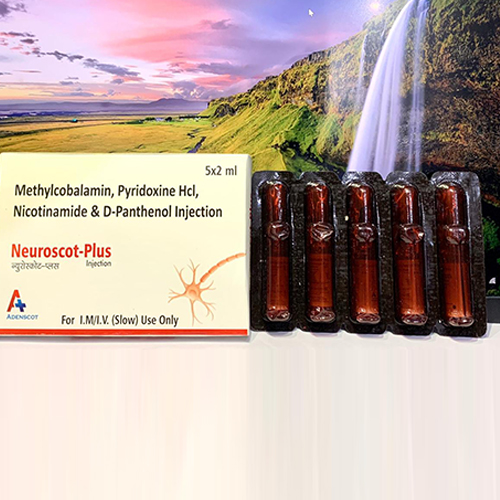 Product Name: Neuroscot Plus, Compositions of Neuroscot Plus are Methylcobalamin Pyridoxine Hydrochloride , Niacinamide & D-Panthenol Injection - Adenscot Healthcare Pvt. Ltd.