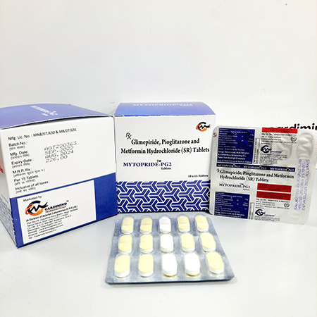 Product Name: Mytopride PG2, Compositions of Mytopride PG2 are Glimepride, Pioglitazone and Metformin Hydrochloride (SR) Tablets - Asterisk Laboratories