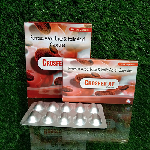 Product Name: Crosfer XT, Compositions of Crosfer XT are Ferrous Ascorbate & Folic Acid Capsules - Crossford Healthcare