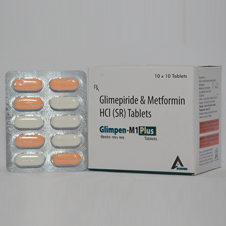 Product Name: GLIMPEN M1 PLUS, Compositions of GLIMPEN M1 PLUS are Glimepiride & Metformin HCL (SR) Tablets - Alencure Biotech Pvt Ltd