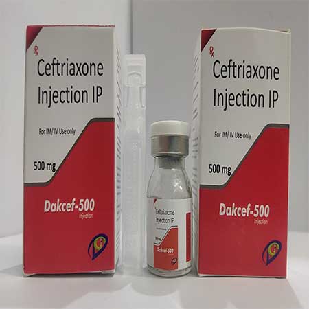 Product Name: Dakcef 500, Compositions of Dakcef 500 are Ceftriaxone Injection IP - Dakgaur Healthcare