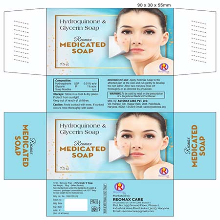 Product Name: Medicated Soap, Compositions of Medicated Soap are Hydroquinone & Glycerin Soap - Reomax Care
