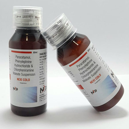 Product Name: Nexi Cold, Compositions of Nexi Cold are Peracetamal Phenylephrine Hydrochloride & Chlorpheniramine Maleate Suspention - Noxxon Pharmaceuticals Private Limited