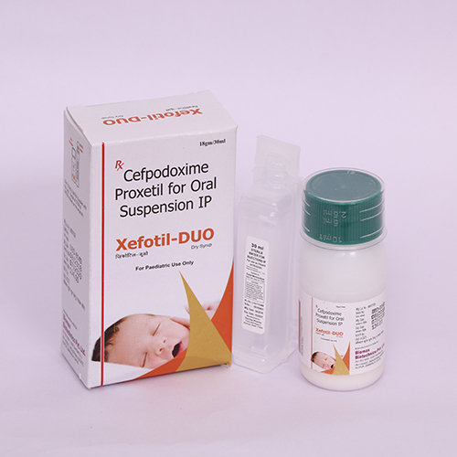 Product Name: XEFOTIL DUO, Compositions of XEFOTIL DUO are Cefpodoxime Proxetil for Oral Suspension IP - Biomax Biotechnics Pvt. Ltd