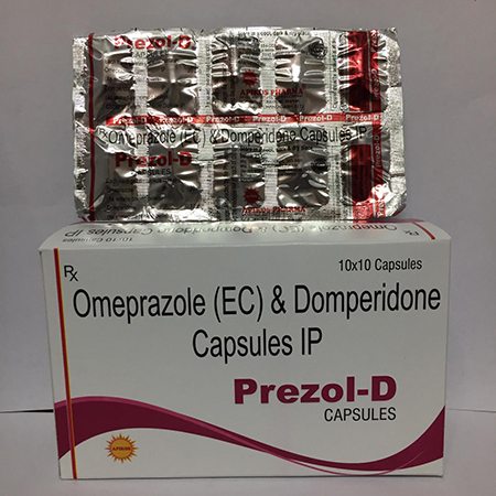 Product Name: PREZOL D, Compositions of PREZOL D are Esomeprazole (EC) & Domperidone (SR) Capsules - Apikos Pharma