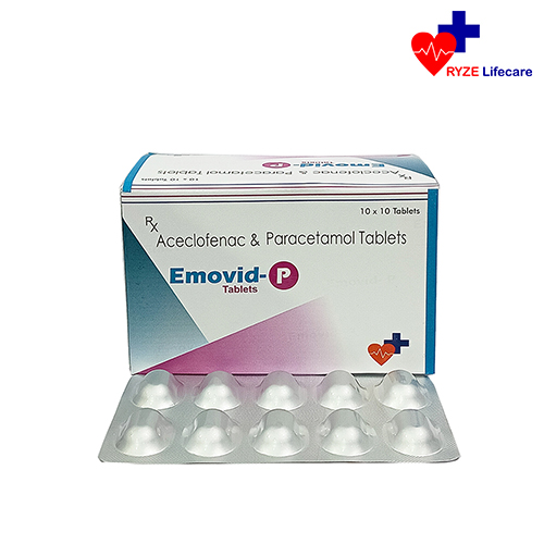 Product Name: Emovid P, Compositions of Emovid P are Aceclofenac & Paracetamol Tablets .  - Ryze Lifecare