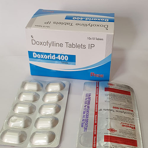 Product Name: Doxorid 400, Compositions of Doxorid 400 are Doxofyline Tablets IP - Pride Pharma