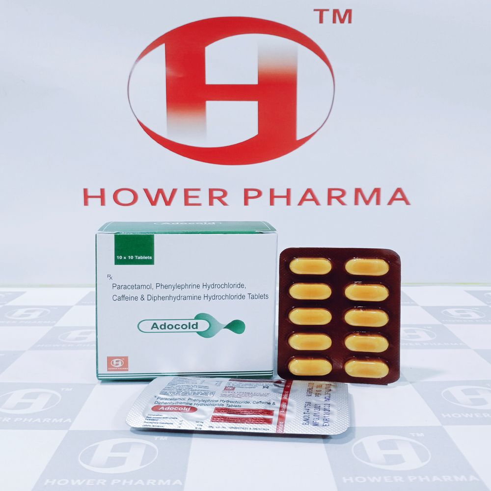 Product Name: Paracetamol + Phenylephrine + Diphenhydramine + Caffeine, Compositions of Paracetamol + Phenylephrine + Diphenhydramine + Caffeine are Paracetamol 325mg + Phenylephrine 5mg + Diphenhydramine Hcl 25mg + Caffeine 30mg Tablet - Hower Pharma Private Limited