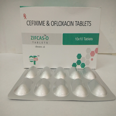 Product Name: Zifcas O, Compositions of Zifcas O are Cefixime & Ofloxacin Tablets - Cassopeia Pharmaceutical Pvt Ltd