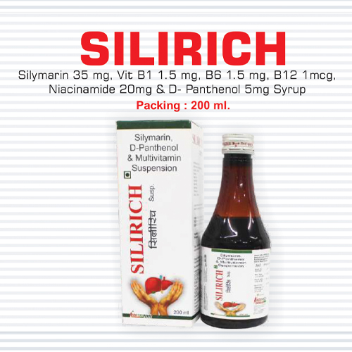 Product Name: Silirich, Compositions of Silirich are Silymarine,D Pantothenate,Multivitamin Suspension - Pharma Drugs and Chemicals