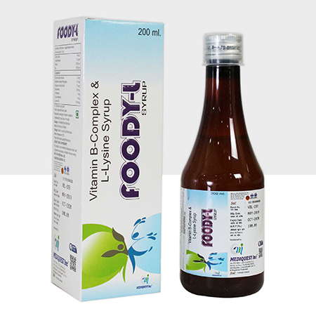 Product Name: FOODY L, Compositions of FOODY L are Vitamin B-Complex & L-Lysine Syrup - Mediquest Inc