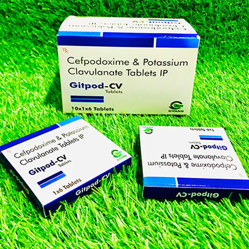 Product Name: Gitpod CV, Compositions of Gitpod CV are cefpodoxime & Potassium Clavulanate - Gvans Biotech Pvt. Ltd