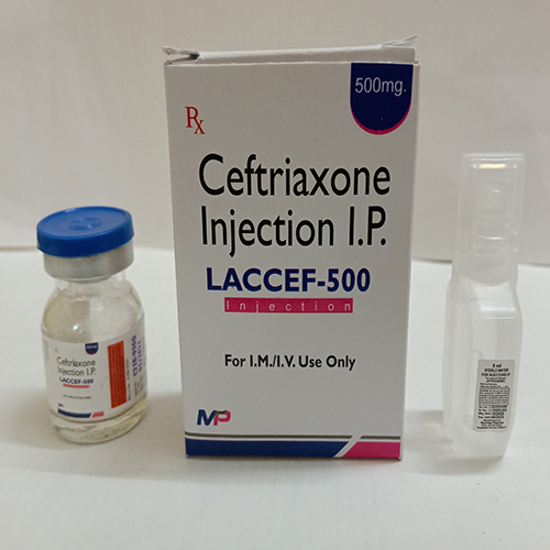 Product Name: Laccef 500, Compositions of Laccef 500 are Ceftriaxone Injection IP - Manlac Pharma