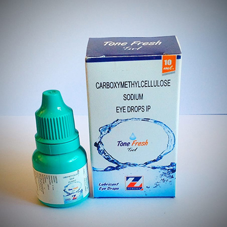 Product Name: Tone Fresh, Compositions of Tone Fresh are Carboxymethylcellulose Sodium Eye Drops IP - Zerdia Healthcare Pvt Ltd