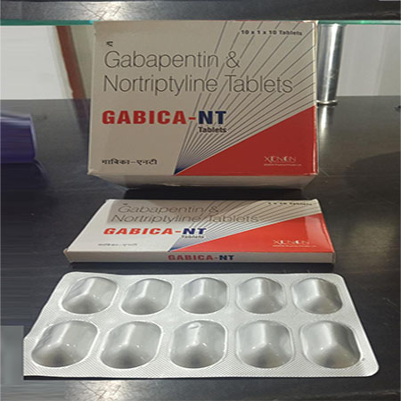 Product Name: Gabica Nt, Compositions of Gabica Nt are Gabapentin & Nortriptyline Tablets - Xenon Pharma Pvt. Ltd
