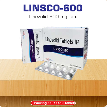 Product Name: Linsco 600, Compositions of Linsco 600 are Linezolid 600 mg tab - Scothuman Lifesciences