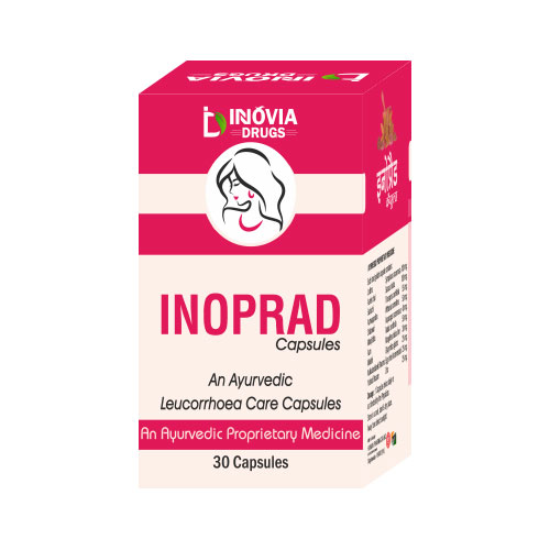 Product Name: Inoprad, Compositions of Inoprad are An Ayurvedic Leucorrhoea Care Capsules - Innovia Drugs