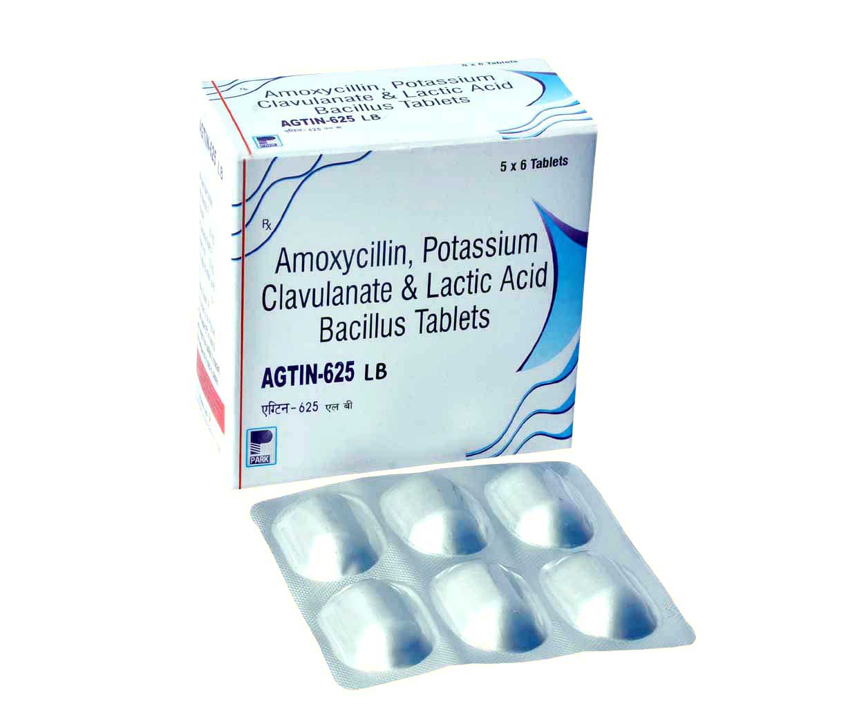 Product Name: AGTIN 625 LB, Compositions of AGTIN 625 LB are Amoxycillin, Potassium Clavulanate & Lactic Acid Bacillus Tablets - Park Pharmaceuticals