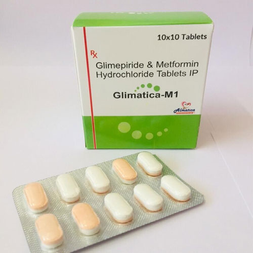 Product Name: Glimatica M1, Compositions of Glimatica M1 are Glimepiride & Metformin hydrochloride - Almatica Pharmaceuticals Private Limited
