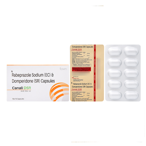 Product Name: CANALI DSR, Compositions of Rabeprazole Sodium (EC) 20 mg + Domperidone 30 (SR) 30 mg. are Rabeprazole Sodium (EC) 20 mg + Domperidone 30 (SR) 30 mg. - Fawn Incorporation