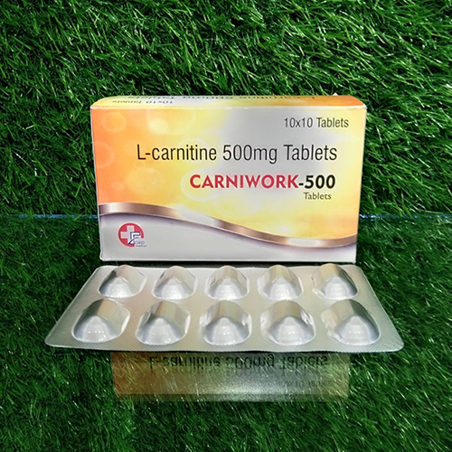 Product Name: Carni Work 500, Compositions of Carni Work 500 are L-Carnitine 500 mg Tablets - Crossford Healthcare