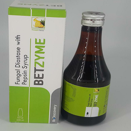 Product Name: Betzyme, Compositions of Betzyme are Fungal Diastate with Pepsin Syrup - Biodiscovery Lifesciences Pvt Ltd
