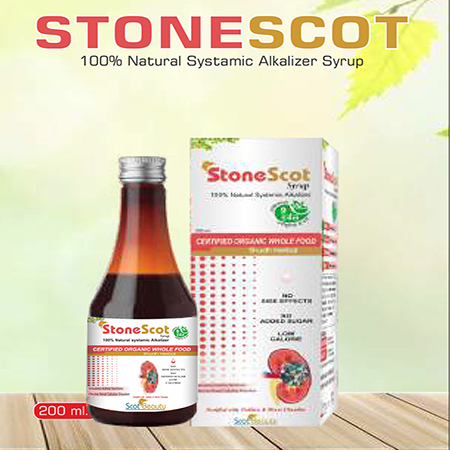 Product Name: Stonescot, Compositions of are 100% Natural Systamic Alkalizer Syrup - Scothuman Lifesciences