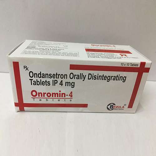 Product Name: Onromin 4, Compositions of Onromin 4 are Ondansetron Orally Disintegrating Tablets IP 4mg - Bkyula Biotech