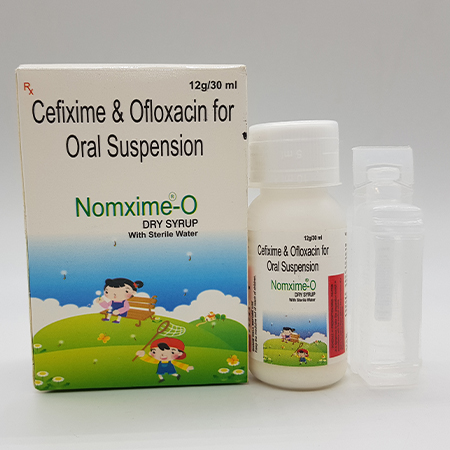 Product Name: Nomxime O, Compositions of Nomxime O are Cefixime and Ofloxacin for Oral Suspension - Acinom Healthcare