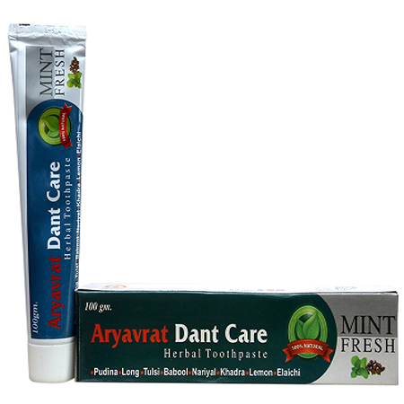 Product Name: Aryavrat Dant Care, Compositions of Aryavrat Dant Care are Herbal Toothpaste Pudhina, Loung, Tulsi, Babool, Nariyal, khadra,Lemon, Elaichi - Marowin Healthcare