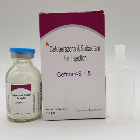 Product Name: Cefnom S 1.5, Compositions of Cefnom S 1.5 are Cefoperazone and Sulbactam Injection - Acinom Healthcare