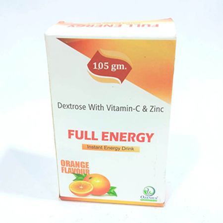 Product Name: FULL ENERGY DRINK, Compositions of FULL ENERGY DRINK are Dextrose With Vitamin-C & Zinc - Ozenius Pharmaceutials