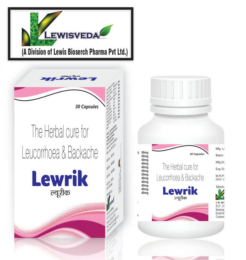 Product Name: Lewrik, Compositions of Lewrik are The Herbal Cure for Leucorrhoea & Backache - Lewis Bioserch Pharma Pvt. Ltd