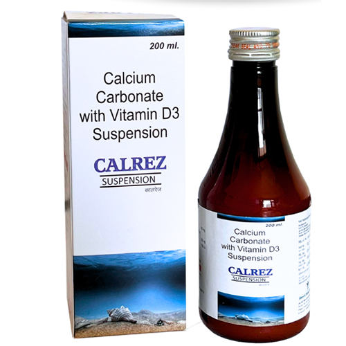 Product Name: Calrez, Compositions of Calrez are Calcium Carbonate with Vitamin D3 Suspension - Glenvox Biotech Private Limited