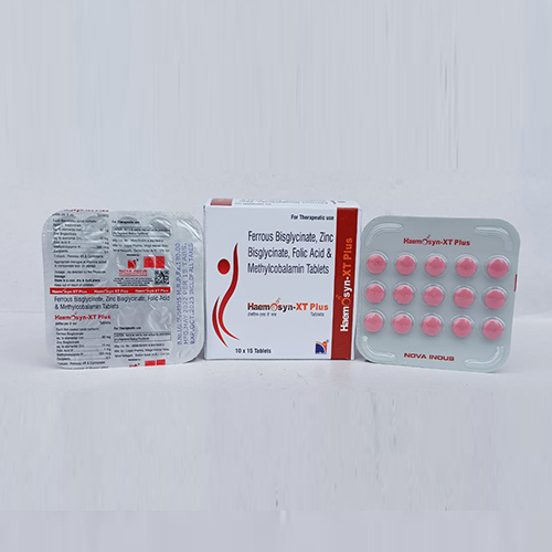 Product Name: Homosyn XT Plus, Compositions of Homosyn XT Plus are Ferrous Bisglycinate,Zinc Bisglycinate,Folic Acid  & Methylcobalamin Tablets - Nova Indus Pharmaceuticals