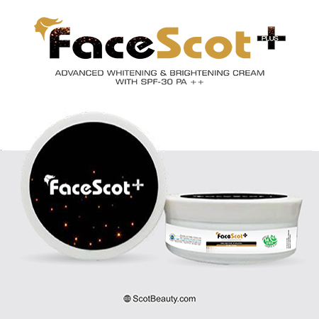 Product Name: FaceScot +, Compositions of FaceScot + are Advanced Whitening & Brightening Cream with SPF-30 PA ++ - Scothuman Lifesciences