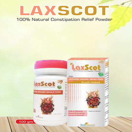 Product Name: Laxscot, Compositions of Laxscot are 100% Natural Constipation Relief Powder - Scothuman Lifesciences